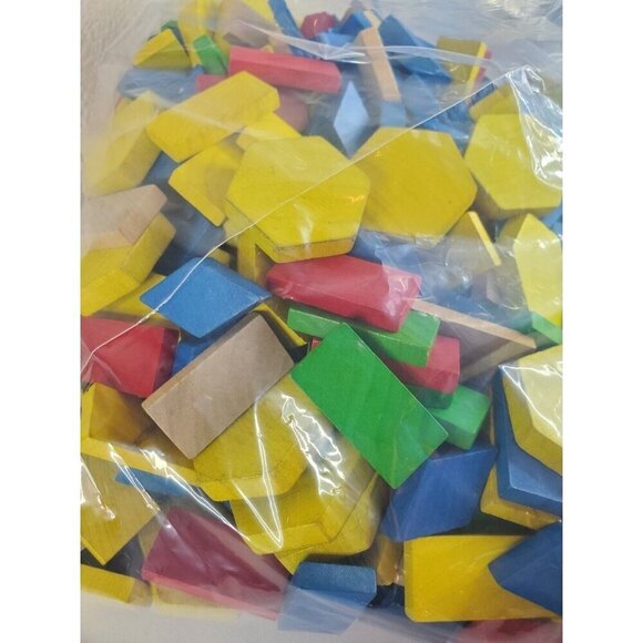 Lot of 426‎ Thick Geometric Wooden Pattern Blocks Math Manipulative Shapes - Picture 16 of 16